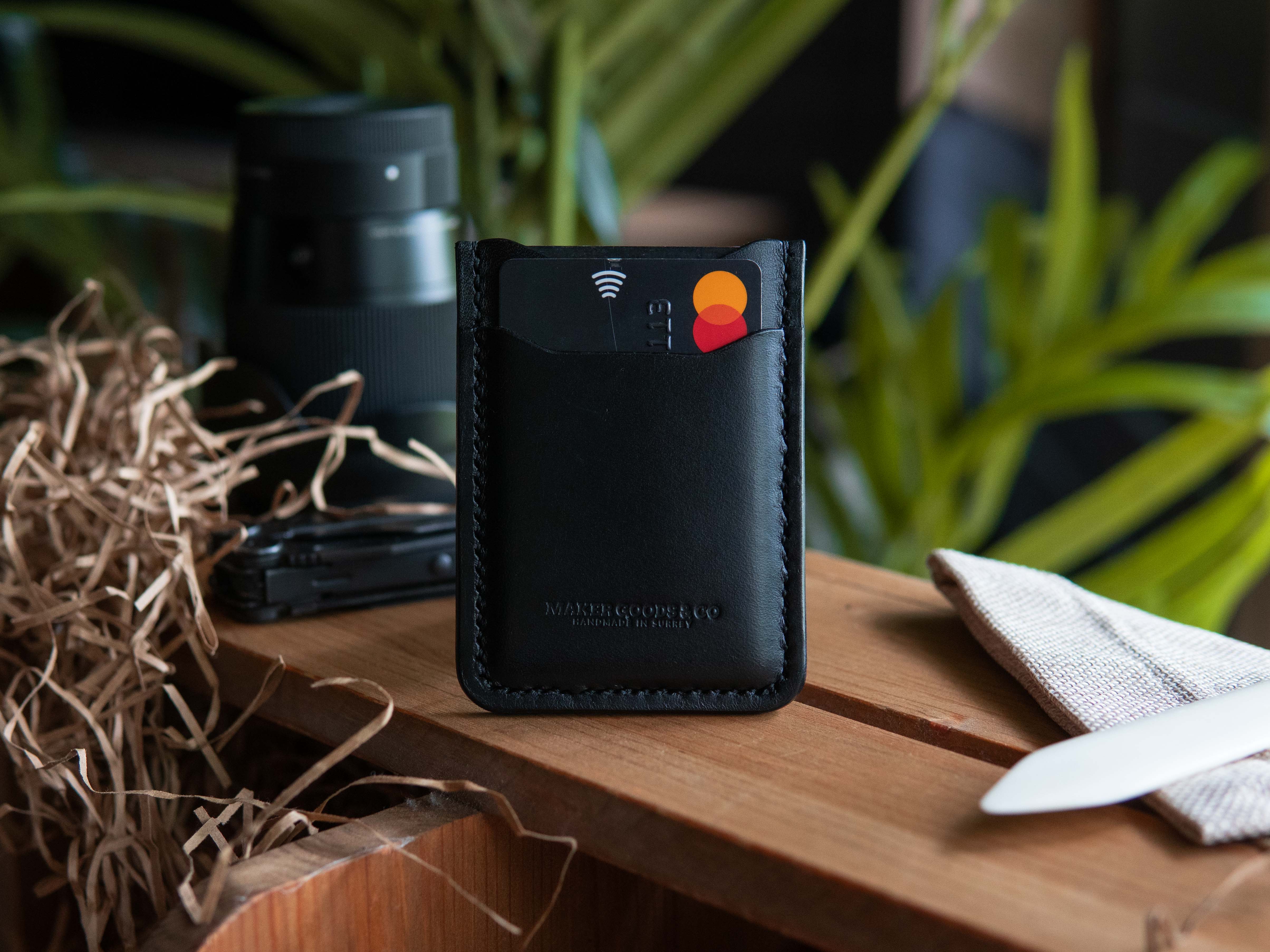 Minimalist Leather EDC Wallet - Slim Hand-Stitched Card Sleeve Maker Goods & Co Minimalist Leather EDC Wallet - Slim Hand-Stitched Card Sleeve Maker Goods & Co