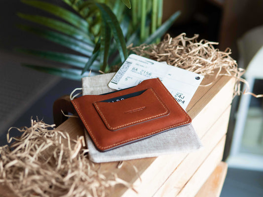 Handmade Leather Passport Cover - Slim Travel Wallet for Passport, Cards & Boarding Pass