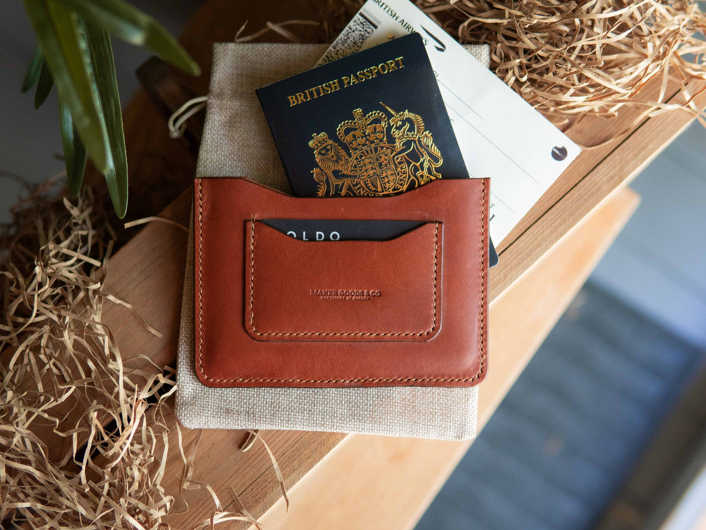 Handmade Leather Passport Cover - Slim Travel Wallet for Passport, Cards & Boarding Pass