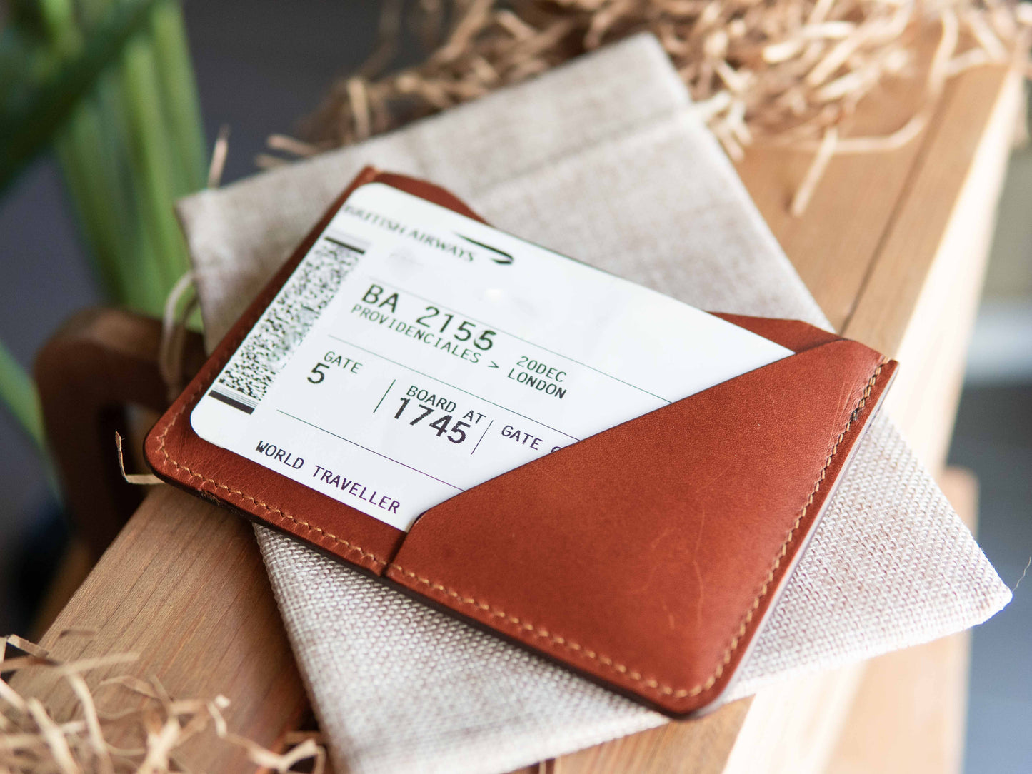 Handmade Leather Passport Cover - Slim Travel Wallet for Passport, Cards & Boarding Pass