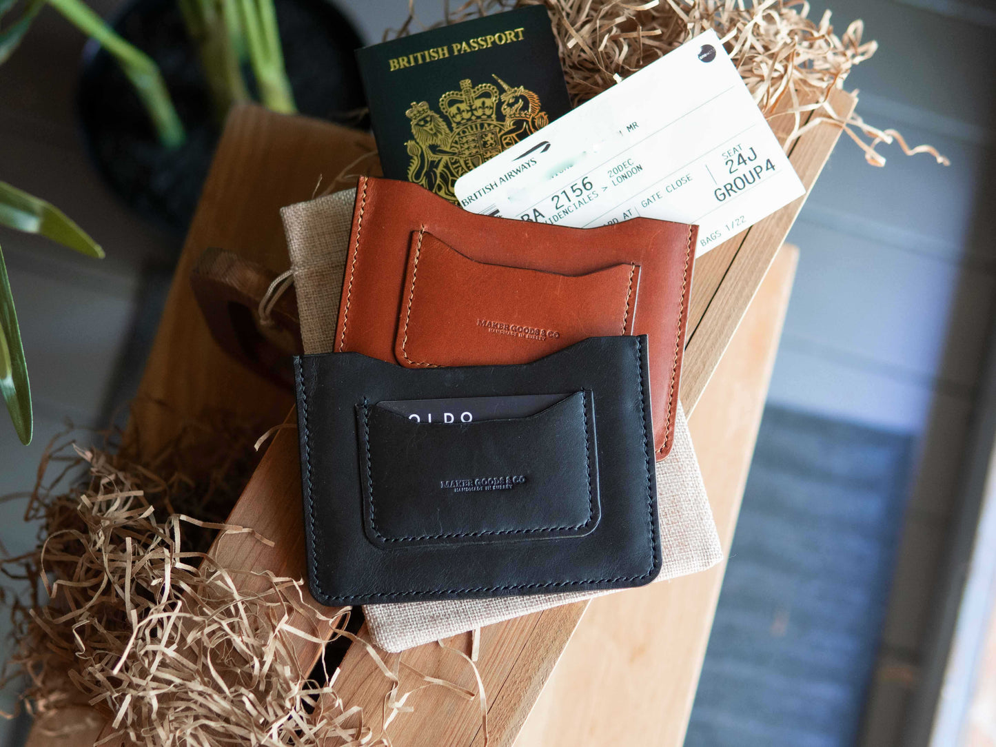 Handmade Leather Passport Cover - Slim Travel Wallet for Passport, Cards & Boarding Pass